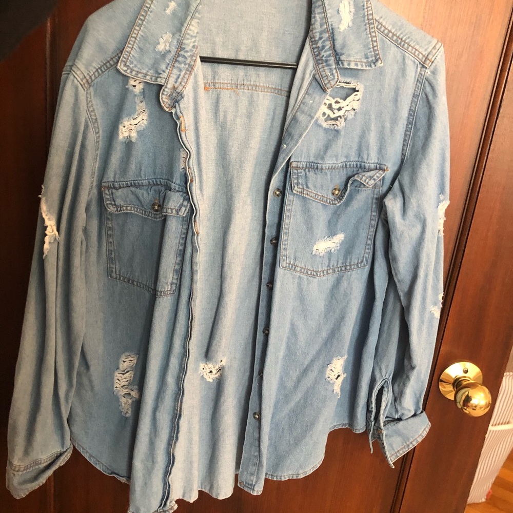 Ruby and Jenna ripped denim top